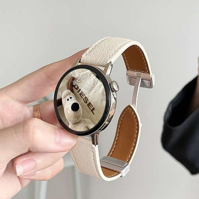 適用華為gt3錶帶新款真皮質磁吸gt4手錶watch3pro/4pro手錶帶gt2e女款專用gt1高級感42mm榮耀ma