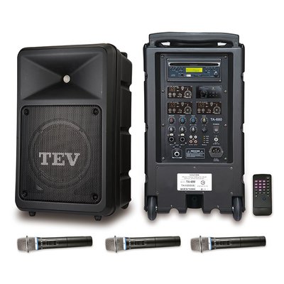 TEV TA-680 藍芽/CD/USB/SD三頻無線擴音機 (三支麥克風)