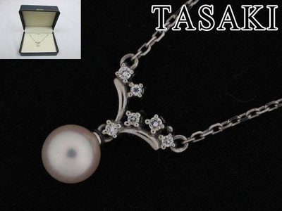 【芬芳時尚】日本購回正品TASAKI 田崎珍珠7MM鑽石PT900鉑金珍珠項鍊