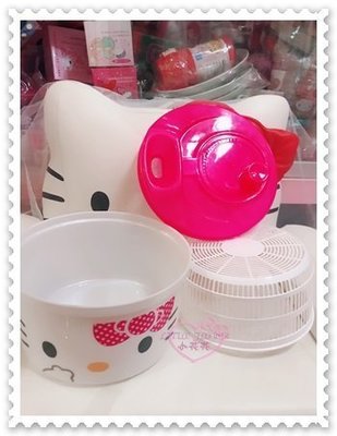 ♥小公主日本精品♥ Hello Kitty 洗菜 洗米 瀝水盆 瀝水籃 洗菜皿 粉色點點蝴蝶結 大臉造型