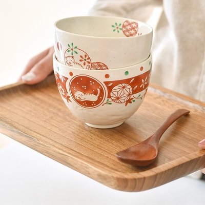 日本進口手繪碗 波佐見燒赤繪碗盤碟套裝禮盒網紅盤子好看的飯碗