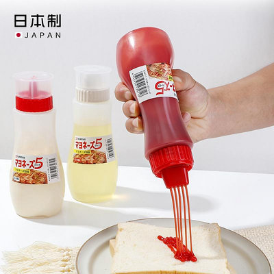 日本進口家用沙拉瓶子果蔬汁擠壓瓶色拉奶酪調料瓶果醬番茄