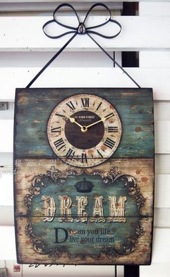 時鐘--復古鄉村風鐵製DREAM弧形掛鐘/時鐘/壁鐘--秘密花園
