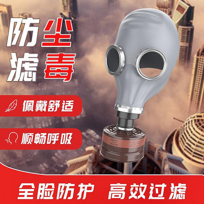 普達防毒面具全面罩化工氣體噴漆呼吸防護過濾式專用頭罩全頭生化