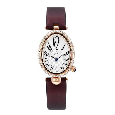Guou新款熱銷女錶淚珠型複古氣質大氣時尚橢圓表女氣質潮流鑽石鑲皮錶帶女錶