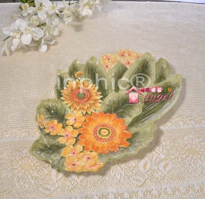 INPHIC-簡約歐式春天花葉子托盤陶瓷盤水果盤零食盤餐盤