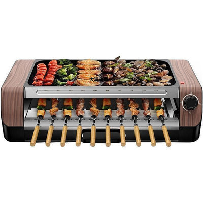 【現貨精選】電燒烤爐家用自動旋轉燒烤架商用烤肉機不粘烤盤電烤肉