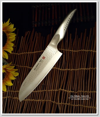 雙雄名家刀品日本《GLOBAL具良治》SAI 彩 系列 13.5CM 小三德 萬用切刀SAI-M03