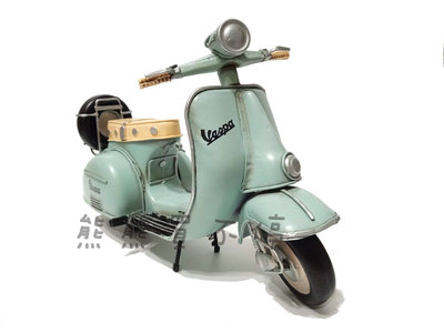 [在台現貨/精緻款] 偉士牌 Vespa 復古腳踏機車 義大利 粉綠色 後置備胎 鐵製摩托車模型 居家擺飾 送禮