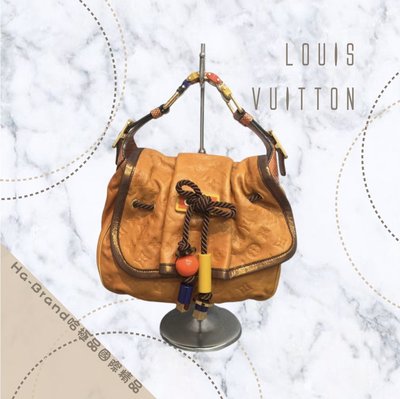 【哈極品】美品 《 Louis Vuitton LV 駝色全皮拼蛇皮 瑪丹娜秀款手提包》