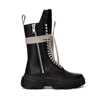 [全新真品代購] Rick Owens X Dr. Martens 1918 黑色皮革 高筒 靴子 / 馬汀靴