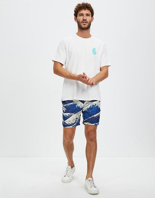 【EZ兔購】正品 SUPERDRY 極度乾燥 海灘褲 Vintage Hawaiian 海波藍 現貨 S ~ XL