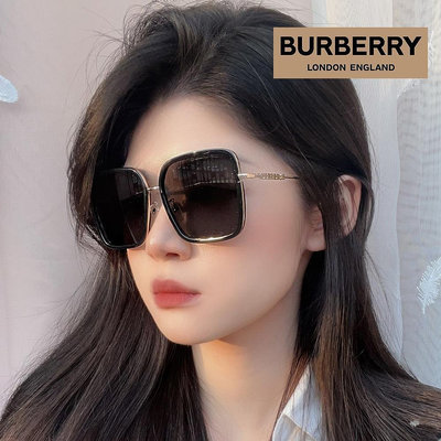 【原廠公司貨】BURBERRY 巴寶莉 亞洲版 時尚太陽眼鏡 BE3145D 110987 黑金框抗UV深灰鏡片