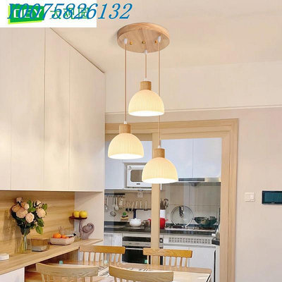 餐廳吊燈現代簡約創意原木家用三頭餐桌飯廳2595圖800*800