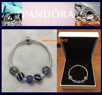 PANDORA 丹麥【現貨】手鏈 Charm Bracelet Silver&Blue Charm
