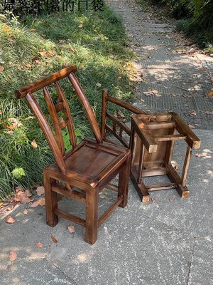 手工復古做舊實木椅子凳子靠背椅餐椅櫸木柏木古典懷舊家用燒烤店~眾客丁噹的口袋