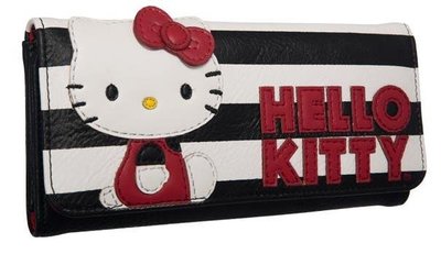 GIFT41 4165本通 中和館 Loungefly × Hello Kitty 磁釦 皮夾 條紋 LFSANWA07