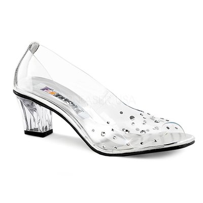 Shoes InStyle《二吋》美國品牌 FUNTASMA 原廠正品透明水鑚露趾魚口低跟鞋 有大尺碼『銀白色』