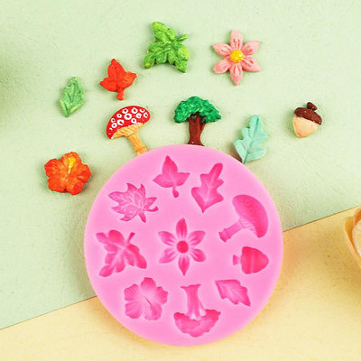植物類樹葉蘑菇楓葉食玩造型矽膠模具 蘑菇模具 榛果模具 花椰菜模具 花朵模具 葉子模具  🚀台灣出貨【小陶器手作素材】