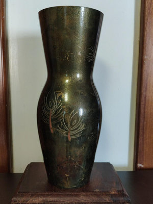 銅花瓶，日本回流，鑲金嵌銀，名家作品，銅花瓶，