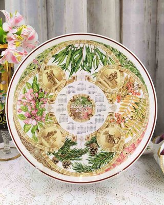 紫丁香歐陸古物雜貨♥英國wedgwood 2002年年曆花朵裝飾盤.餐盤.蛋糕盤