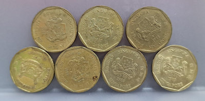 幣803 新加坡1987.88.89.95年1元硬幣 共7枚