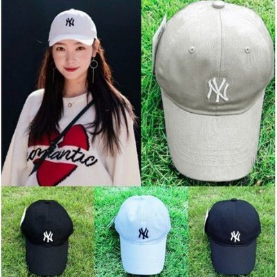 100％原廠韓國代購MLB 小Logo 字母 NY LA 卡其 洋基帽 道奇 鴨舌帽 韓妞最愛 可調式 老帽 男女 棒球帽