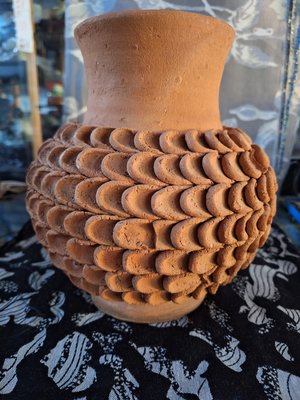 金欣古玩：早期老原住民件：紅磚胎件純手工製品陶器花瓶擺件／02175