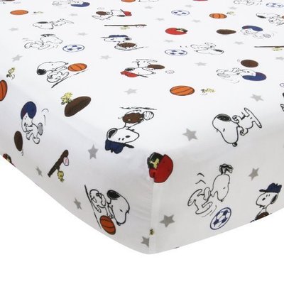 預購 美國嬰幼兒 Snoopy Sports Sheet 嬰兒床 可愛運動風史努比棉質床包 床單 彌月禮