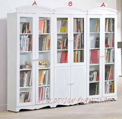 【N D Furniture】台南在地家具-歐洲英式法式鄉村公主風白色烤漆8尺書櫃組/展示櫃組YH
