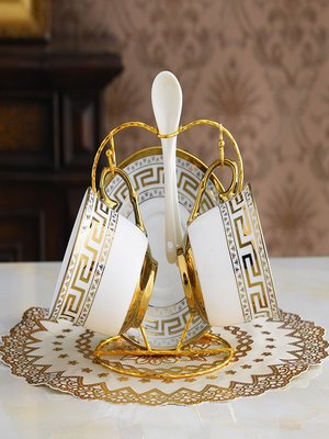 歐式陶瓷咖啡杯套裝奢華金邊創意家用高檔茶具客廳英式下午茶杯~特價