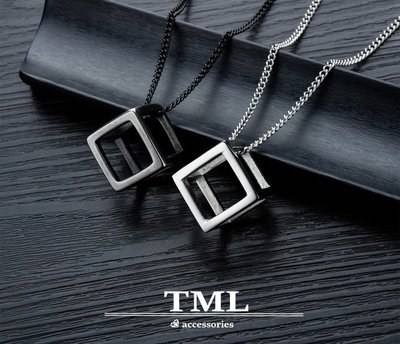TML 魔術方塊鋼項鍊 鈦鋼情侶項鍊 純鋼配鏈 韓版項鍊 鈦鋼項鍊 鎖骨鏈 吊墜 短項鏈 (GX1452)