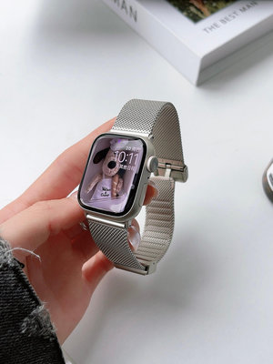iwatch蘋果手表表帶新款apple wacth3/4/5/6/7/8代金屬磁吸鋼帶女
