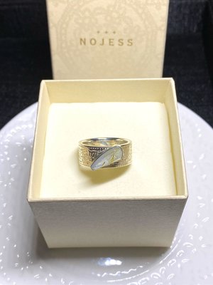 【現貨】Nojess全新專櫃正品 純銀鈦晶寶石 寬版花紋戒指 尺碼13