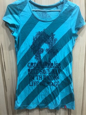 EDC 藍色斜條紋設計感t-shirt