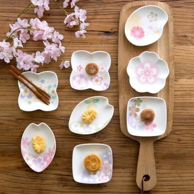 下殺  和風櫻花碟套裝陶瓷小碟子日式餐具家用小吃碟小菜碟蛋糕碟調味碟