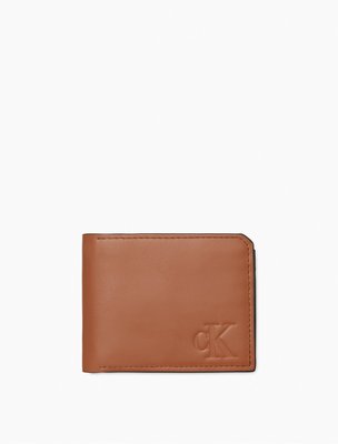 ☆【CK皮夾館】☆【Calvin Klein CK LOGO對折皮夾】☆【CKW001H7】零錢袋款(棕色)
