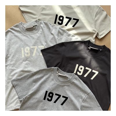 23SS【FOG Essentials】植絨1977款 高品質棉高街寬松水洗短袖T恤