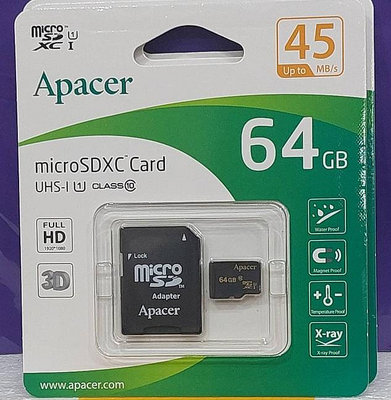 彰化手機館 附發票 64G 記憶卡 Apacer 宇瞻 microsd SDXC 64GB UHS-1 c10