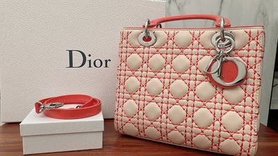 Dior 橘紅縫線5*5黛妃包