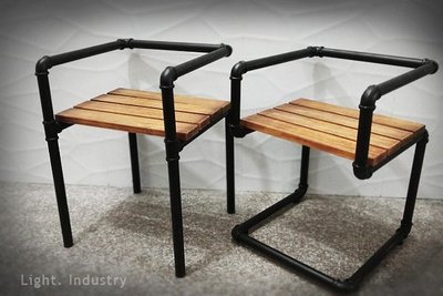 【 輕工業家具 】復古黑鐵水管實木板造型餐椅- 定製訂制金屬水管原木單人沙發設計師餐廳餐桌椅酒吧椅服飾店北歐美式工業風