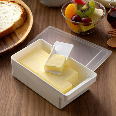 inomata日本進口黃油盒專用帶蓋切刀黃油收納盒冰箱儲藏盒保鮮盒