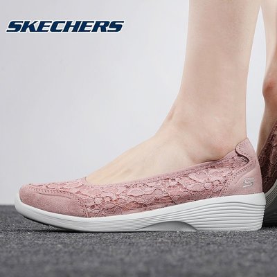 100原廠％Skechers斯凱奇女鞋2021夏季新款拼接蕾絲優雅休閑鞋66666292-MVE