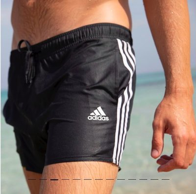 ADIDAS 3-STRIPES CLX SWIM 經典三線條紋 黑白 泳褲 海灘短褲 歐版小尺寸 全新正品現貨XS