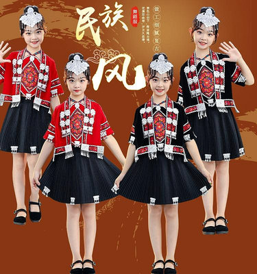 新款女生苗族彝族表演服裝哈尼族套裝旅拍走秀服裝少數民族表演服