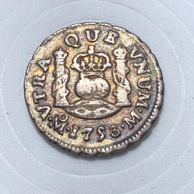 1753年西屬墨西哥1/2R地球雙柱銀幣M323，917含銀