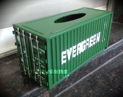 綠色鐵皮貨櫃車造型面紙盒　工業風面紙盒　民宿/店面/餐飲　(暖暖屋傢俱傢飾)