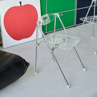 促銷打折 折疊椅中古設計師網紅ins透明亞克力椅子咖啡店餐椅會議洽談椅子