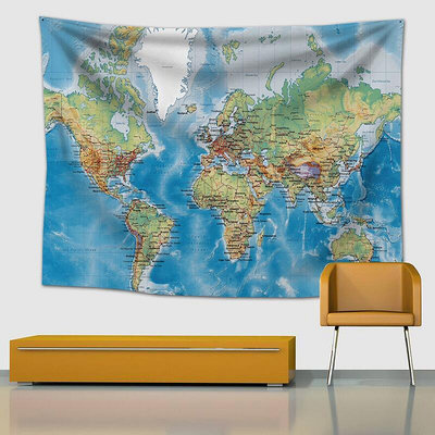 世界地圖掛毯墻面裝飾掛布中國地圖墻飾地理壁掛寢室宿舍