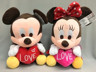【單售】迪士尼 12吋 米奇 米妮 抱愛心 絨毛娃娃 玩偶 告白 情人節禮物 正版授權